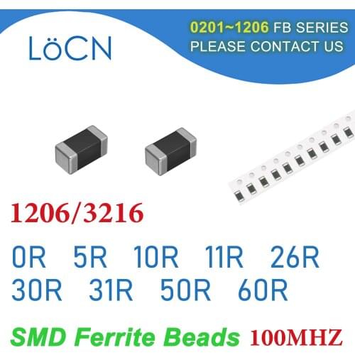 4000PCS 1206/3216 100MHZ SMD Ferrite Beads 0R 5R 10R 11R 26R 30R 31R 50R 60R Chip Inductor Multilayer 25% High Quality
