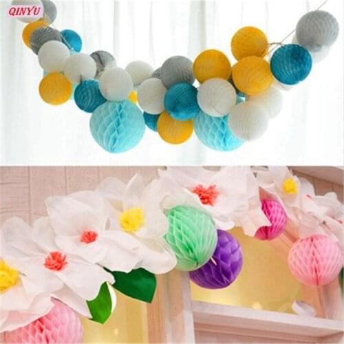 5pcs 10cm Tissue Paper Honeycomb Balls Lanterns Poms Hanging ornaments Bridal Shower Wedding Birthday Party Decor Supplies 6Z