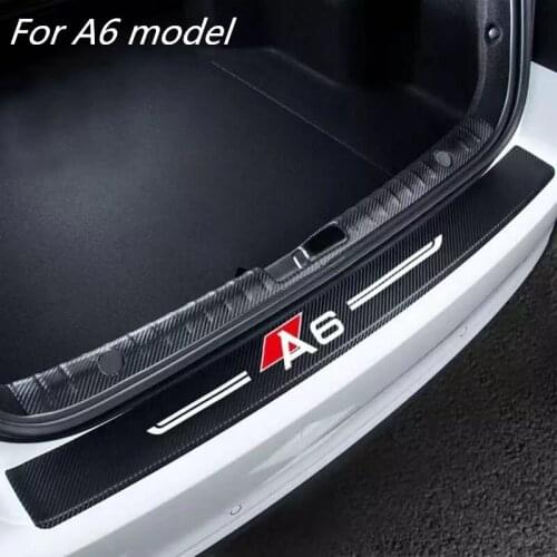 Car Leather Rear Bumper Stickers For Audi A6 Trunk Guard Plate Molding Car Logo Carbon Fiber Stickers style Interior Accessories