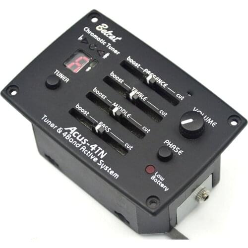 Belcat ACUS-4TN Guitar Pickup 4Band EQ with Tuner & Phase FND Chromatic Tuner 4 Band Equalizer Preamp