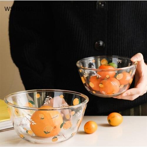 Household transparent glass fruit salad bowl personality creative household Japanese style large exquisite dessert bowl