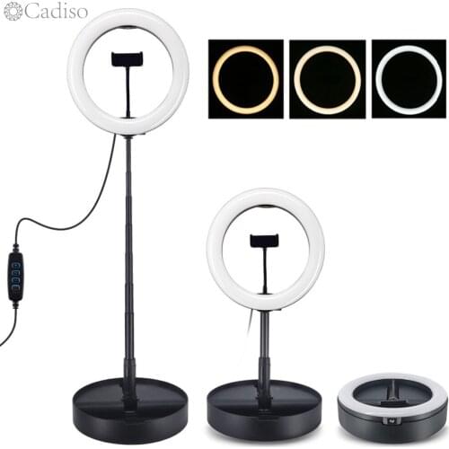 Cadiso Photography Dimmable Selfie Led Light Ring Study Lamp Youtube Makeup Photo Studio Camera Video Light Desktop Phone Holder