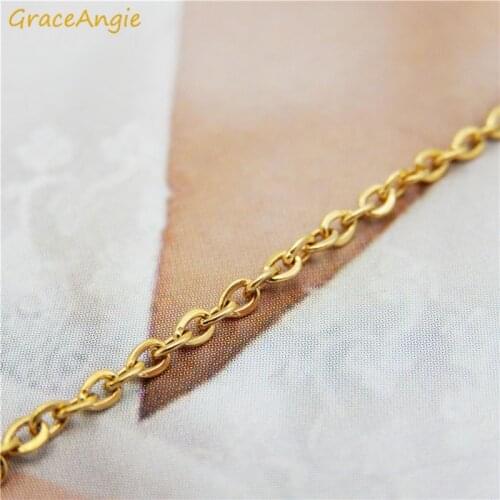 1Meter Stainless Steel Cable Link Chain Necklace Men Women Curb Link Chain Gold Color Punk Choker Fashion Male Punk Jewelry Gift