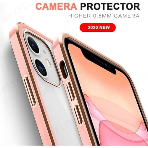 Luxury Phone Case For iPhone 11 Pro XS Max 12 XR X XS 7 8 Plus SE 2020 Cases Silicone Transparent Square Plating Clear Cover NEW