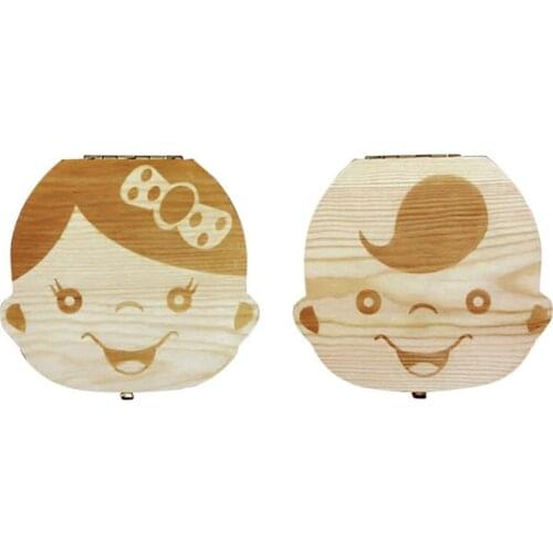 Wooden Baby Kids Tooth Storage Box Baby Teeth Fetal Hair Umbilical Cord Organizer Infant Souvenir Box