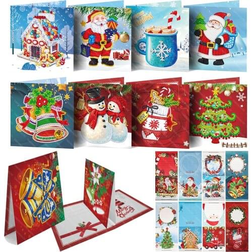 DIY Diamond Painting Christmas Greeting Cards Special Shaped Drill Festival Mosaic Three-Dimensional Greet Cards Xmas Gift
