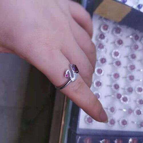 Natural Garnet Ring Women Silver Charming Red Gemstone Swan Designer Jewelry Bijoux Femme Anillos Mujer Ringen
