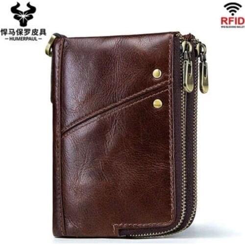 Cow Leather Rfid Genuine Leather Wallets Men Wallet Credit Business Card Holders Vintage Brown Leather Wallet Purses Quality