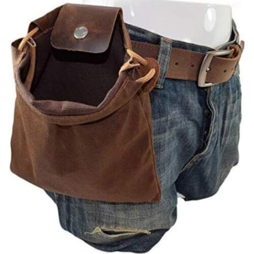 Medieval Style Leather and Canvas Storage Fruit Picking Outdoor Bag Waist Tool Holster Multifunctional Bag