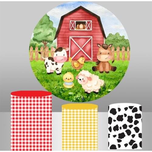 Circle photography Background Backdrop cartoon farm animal boy birthday party photocall studio table Cover poster YY690
