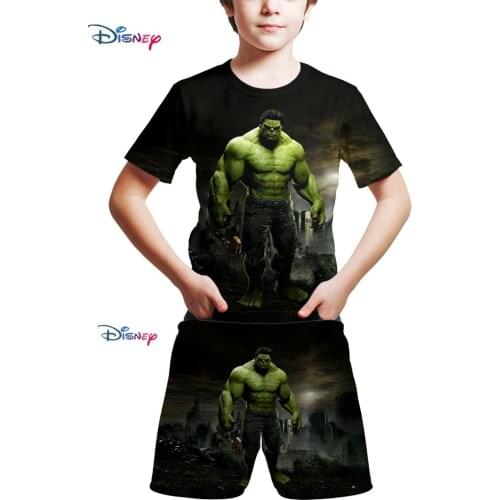 2021 Summer New Super-Hero Hulk Kids suit Boys Clothes Short Sleeve Girls Children Clothing Kids Boys Girls suit