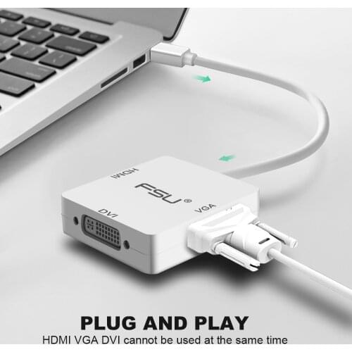 3 IN 1 1080P Mini Displayport to HDMI DVI VGA Adapter Display Port Cable for PC Apple MacBook Projector Samart TV Thunderbolt