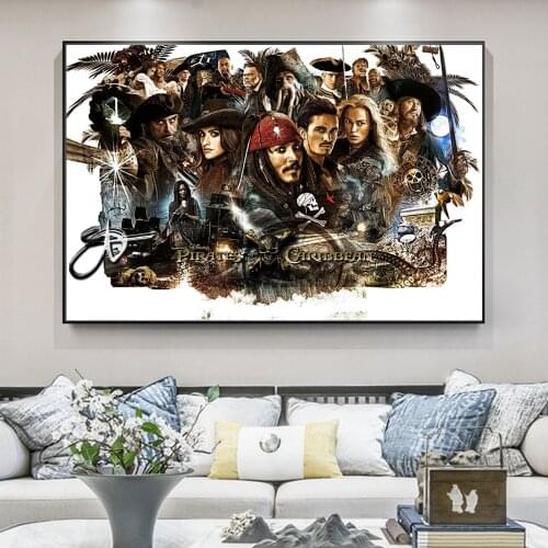 Pirates Of The Caribbean Character Collection Movie Posters And Prints Captain Jack Sparrow Canvas Wall Art Decorative Painting