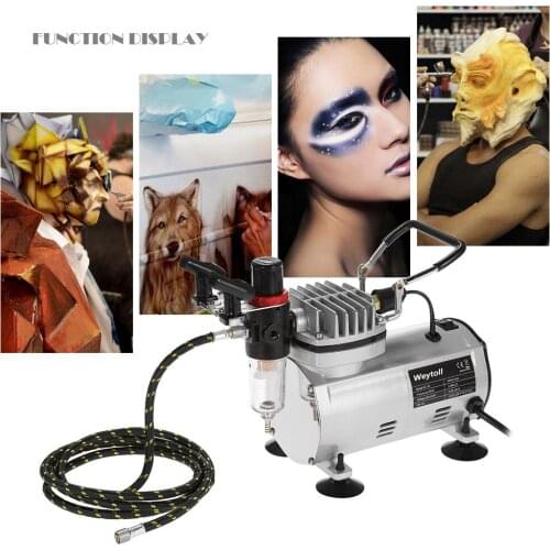 KKMOON Professional Airbrush Air Compressor Kit Dual-Action Hobby Nail Art Paint Spraying Air Brush Set with Cleaning Brush