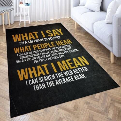 Software Developer Carpet for Living Room 3D Anime Cartoon Rug Gamer Teen Room Bedside Lounge Rug Kids Children Floor Mats