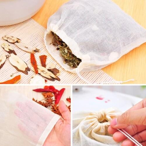 10x15cm Empty Scented Cotton Teabag Tea Spice Storage Drawstring Pouch Herb Soup Infuser Bag Medicinal Herb Filter Bags