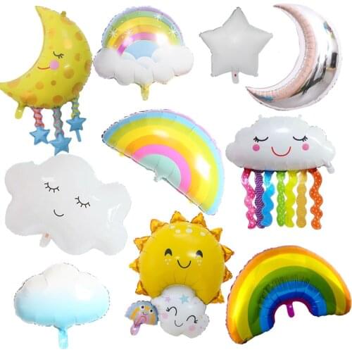 Rainbow Smile white Cloud Sun Moon Balloons wedding birthday party decorations kids baby shower toy helium foil balloons