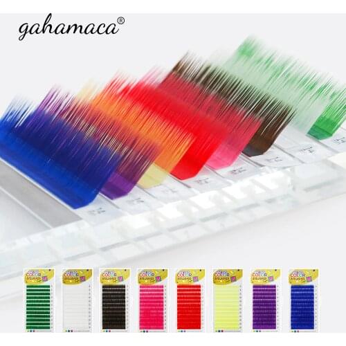 GAHAMACA Individual Color Lashes C/D/L/LU Curl 0.07/0.10mm 8-14mm False Lashes Eyelash Faux Colored Eyelash Extensions