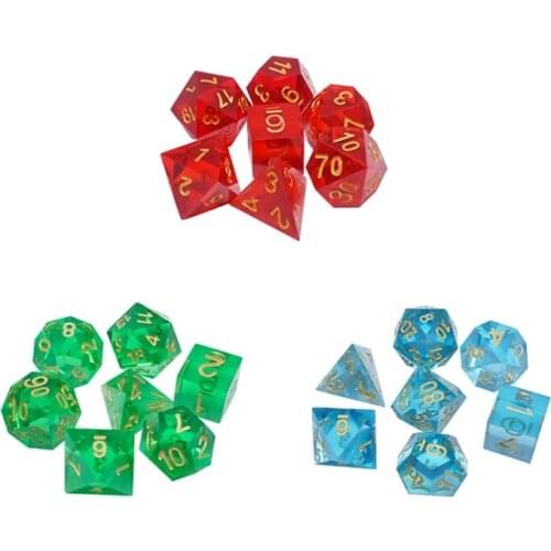 RPG Dice Board Game set of 7 D4 D6 D8 D10 D12 D20 Transparent Sharp Resin Dice