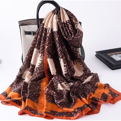 Luxury brand Spring and autumn silk warm scarf womens long air conditioning shawl warm fashion chain sunscreen silk scarf