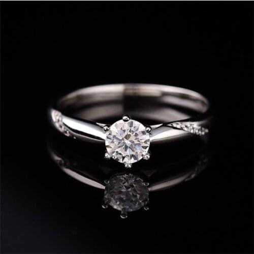 S925 Sterling Sliver Moissanite Ring D-COLOR Super Flash Classic Prong Setting Ring 0.5ct-2ct Rings for Women Fine Jewelry