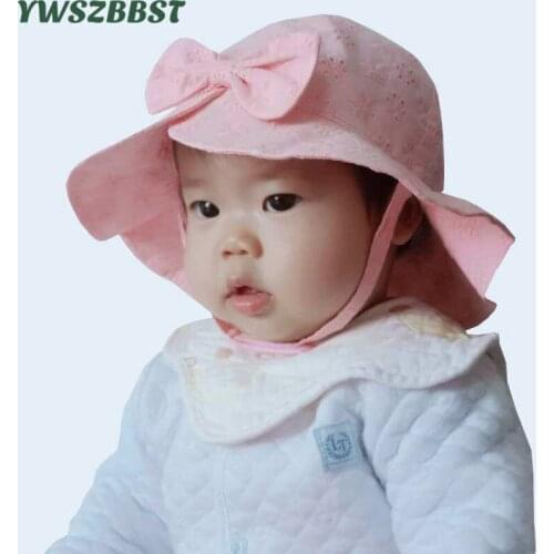 New Spring Summer Girls Sun Hat Fashion Bowknot Toddler Baby Girls Hats Autumn Kids Beach Bucket Cap Children Sunscreen Cap