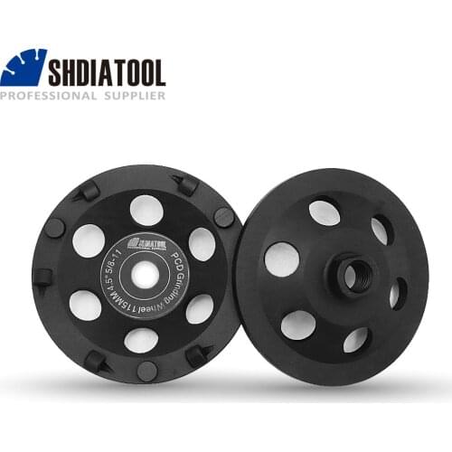 SHDIATOOL 2pcs Dia115mm/4.5" 5/8-11 Thread PCD Grinding Cup Wheel Polycrystalline Diamond Grinding Wheel For Removing Glue Paint