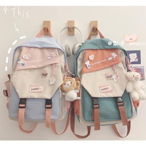Bag han edition high school female students into color large capacity girl ulzzang new junior high school backpack ins backpack