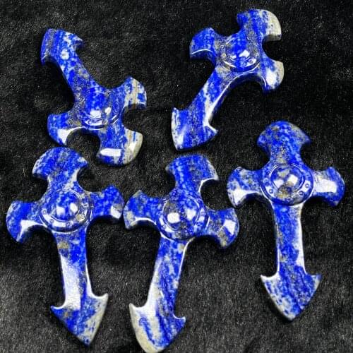 Natural Lapis Lazuli Crystal Carved Cross Lucky For Exquisite Home Decor