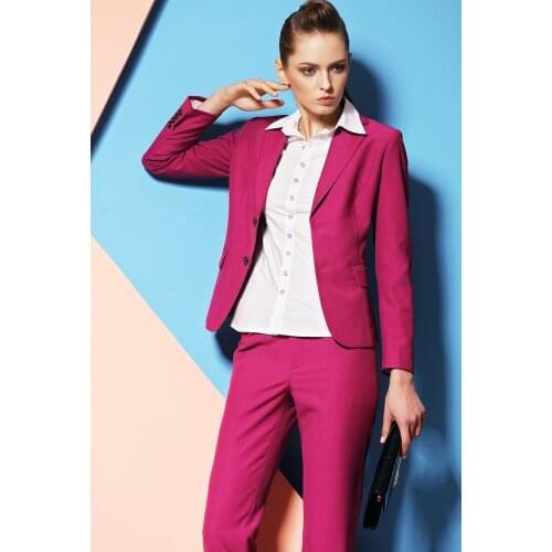 Hot Pink Pant Suits for Women Custom made Ladies Business Suits Formal Office Suits Work Wear Sets Office Uniform Styles suits