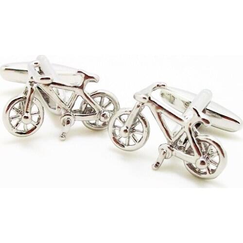 Jewelry Novelty bike cufflinks for mens shirts Cuff links Silver Bicycle design cufflinks high quality brand