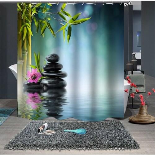 Custom Made Shower Curtain Bathroom Curtain Partition 1.5 x 1.8m 1.8 x 1.8m 1.8 x 2m Cobblestone Banboo