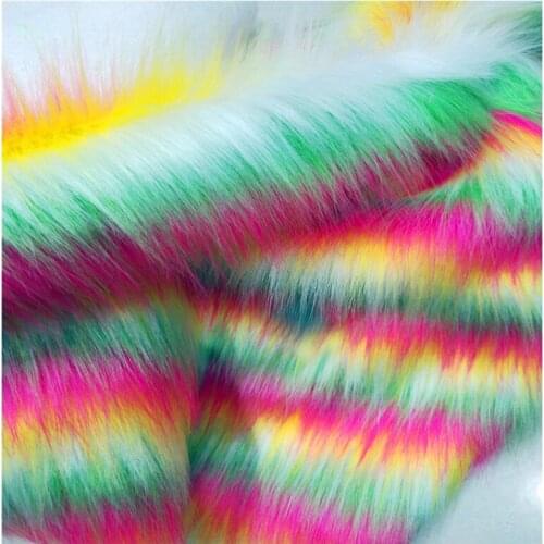 160*100cm jacquard rainbow rabbit falling hair plush faux fur fabric for coat pillow case vest Fur collar plush fur tissu telas