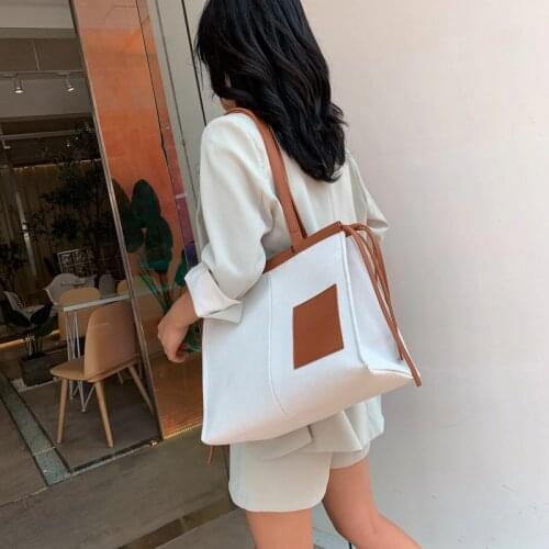 INS Large Capacity Bag Womens 2021 New Style Korean-style Fashion Casual Shoulder Tote Bag Printed Large Volume Canvas Bag