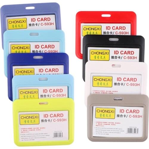 1pcs ZF3216 Candy Colors Horizontal Direction ID Card Holder Bus Card Holder Staff Card For Student Office Stationery Supply