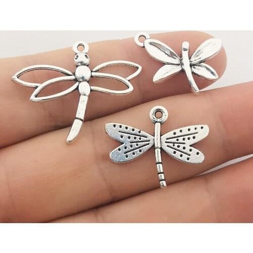 10pcs Antique Silver Dragonfly Charm Pendants For Jewelry Making Antique Silver Color Dragonfly Pendants Charm Dragonfly