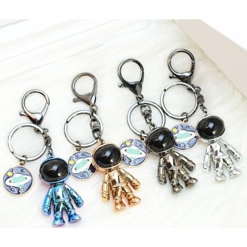 3D Astronaut Keychain Space Robot Spaceman Key Holder Acrylic Jewelry Cute Planet KeyChain Car Keyring Pendant Girls Gift 2021