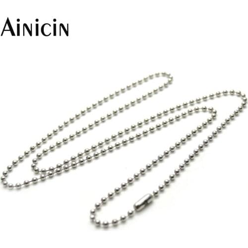 50pcs DIY Necklace Making 2~3mm Stainless steel Beads Chain 24 Inches 60cm DIY Findings For Men and Women