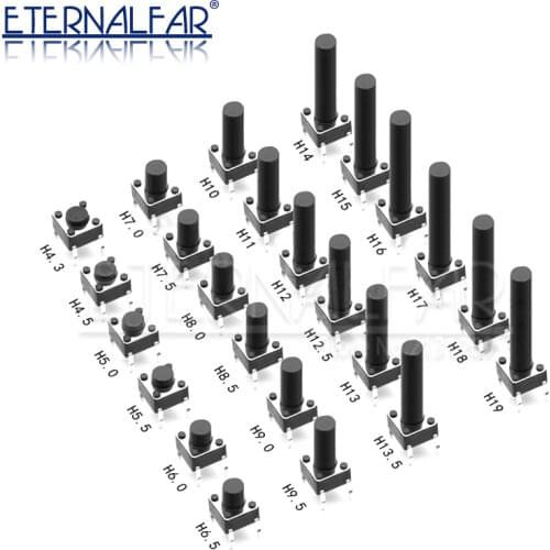 6X6X5/4.3/5.5/6/7/8/9/10/11/13/15MM Tact Switch Push Button Switch 12V Copper 4PIN DIP Micro Switch For TV/Toys/home use Button