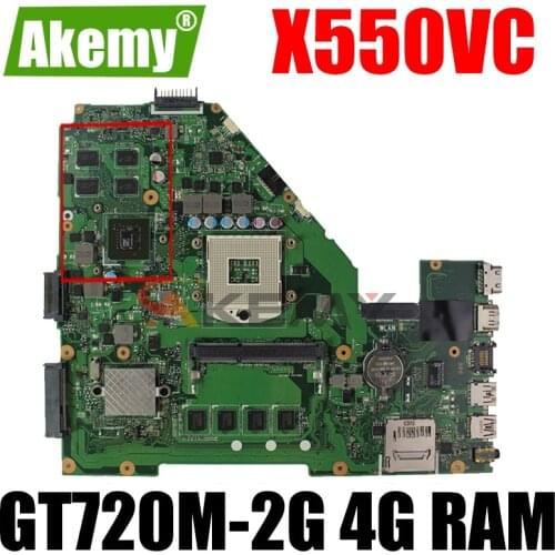 Akemy X550VC Laptop motherboard for ASUS X550VC R510V X550V X550 Test original mainboard 4G RAM GT720M-2G