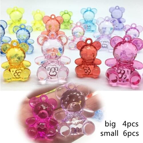 Acrylic Transparent crystal colorful bear Beads for Jewelry diy Hang necklace pendant Making Childrens baby Favourite Cartoon
