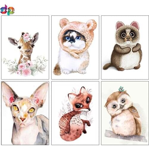 5D DIY Diamond Embroidery Cute Cartoon Animal Lion Elephant Fox Tiger Wall Art Diamond Painting Nordic Wall Kids Room Decor