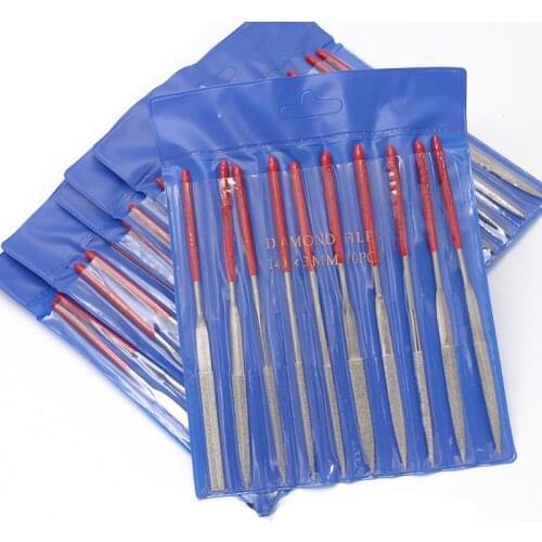 URANN 10pcs/set 140/160/180mm Electroplated Diamond File Flat Square Triangular Semicircular DIY Molding Emery Dressing Tool