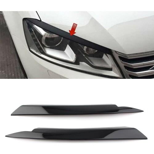 Car Head Light Lamp Cover ABS Eyelid Descoration Cover Trim Sticker For VW Passat B7 2010 2011 2012 2013 2014 Glossy Black 2Pcs