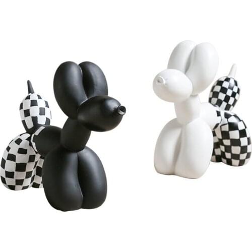 WHITE BLACK RESIN BALLOON DOG FIGURINES FURNISHINGS ANIMAL HOME LIVING ROOM DECORATIONS CUTE CRAFTS DROP SHIPPING