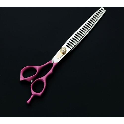 Elastic handle Non-slip Professional JP440c 8.0 inch Pet dog Grooming Scissors thinning shears pink Thinning fish bone scissors