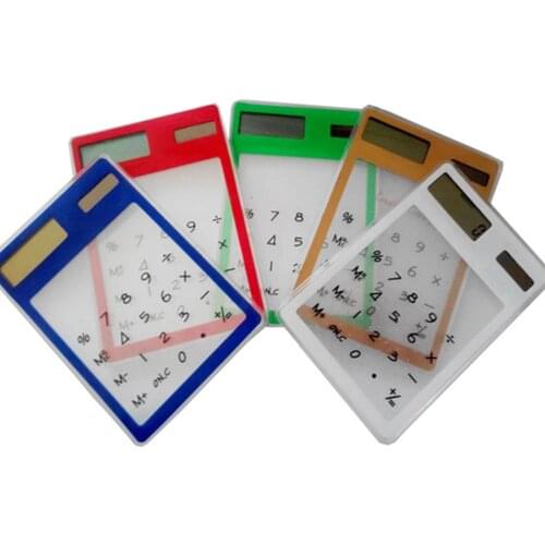 Centechia Useful LCD 8 Digit Touch Screen Ultra slim Transparent Solar CalculatorStationery Clear Scientific Calculator Office