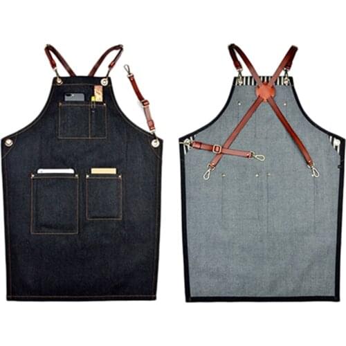 Apron Male and Female Barista Restaurant Gourmet City Nail Technician Fashion Denim Overalls