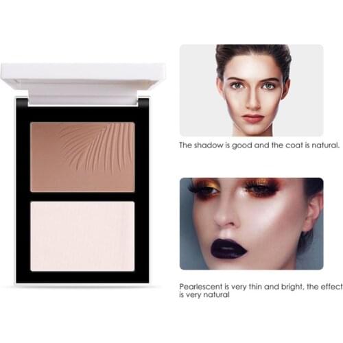 FOCALLUR-E Dual Color Facial Brighten Shadow Contour Powder Palette Cosmetic