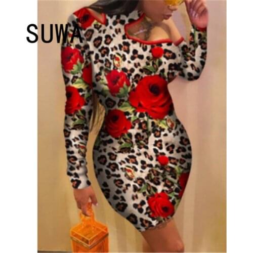 Contrast Red Rose Printed Elegant French Style Women Dresses Spring Summer 2021 Hot Recommend Sexy Bodycon Mini Robe